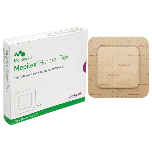 Mepilex Border Flexible Self-Adherent Absorbent Bordered Foam Dressing, 4" x 4", Replaces SC295300 (Box of 5)