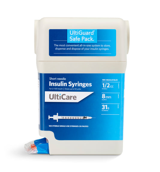 UltiCare Insulin Syringe 31G x 5/16", 1/2 mL (100 count) (Box of 100)