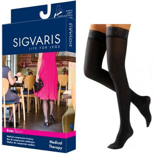 783N Style Sheer Thigh, 30-40mmHg, Women's, Medium, Long, Black (Package of 2)