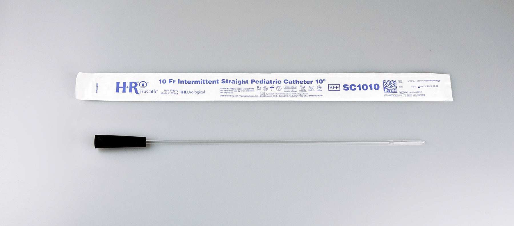 TruCath Intermittent Straight Catheter, Pediatric, 10FR, 10" (Box of 30)