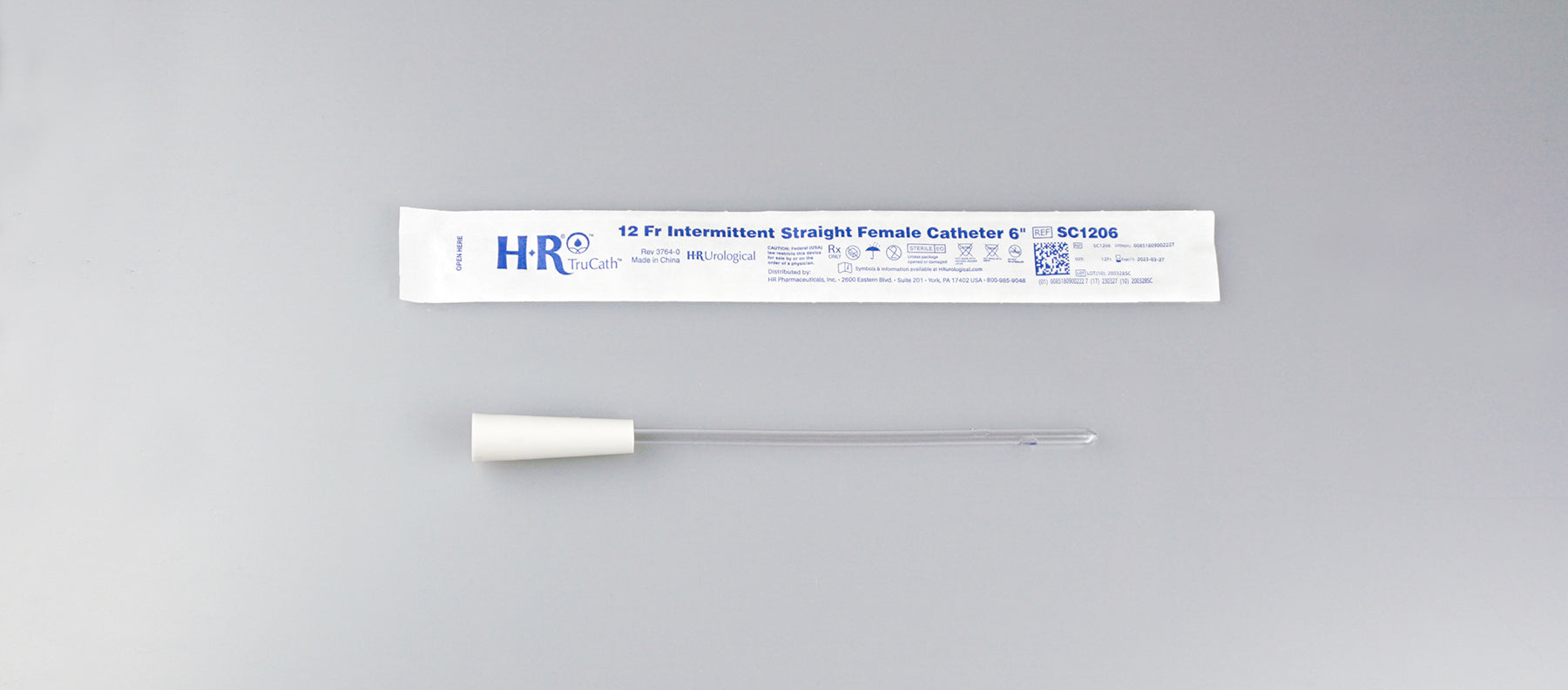 TruCath Intermittent Straight Catheter, Female, 12FR, 6" (Box of 30)