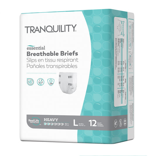 Tranquility Essential Breathable Briefs - Heavy, Large, 44" - 58", 150 - 200 lbs (Package of 12)