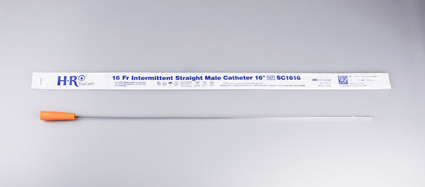 TruCath Intermittent Straight Catheter, Male, 16FR, 16" (Case of 300)