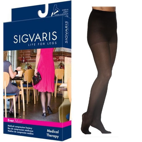 783P Style Sheer Pantyhose, 30-40mmHg, Women's, Large, Long, Black