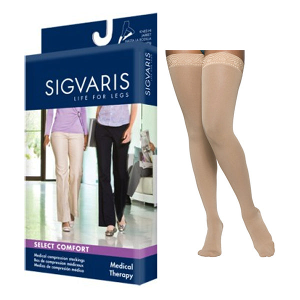 862N Essential Opaque Thigh, 20-30mmHg, Women's, Medium, Long, Natural