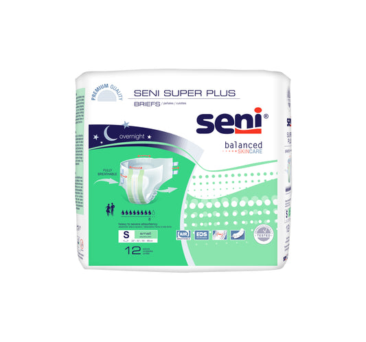 Seni Super Plus Briefs, Small, 12 Count - 22" - 31" (Package of 12)