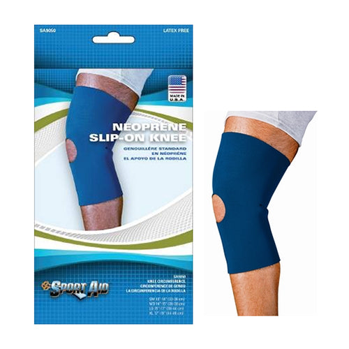 Sportaid Neoprene Slip-On Knee Brace, Open Patella, Blue, Small, 13" - 14"
