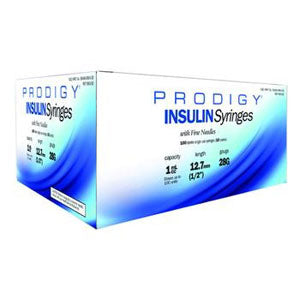 Prodigy Insulin Syringe 28G x 1/2", 1 mL (100 count) (Box of 100)