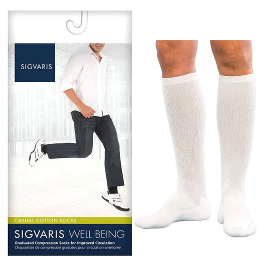 186C Casual Cotton Calf, 15-20mmHg, Men's, Size C, White