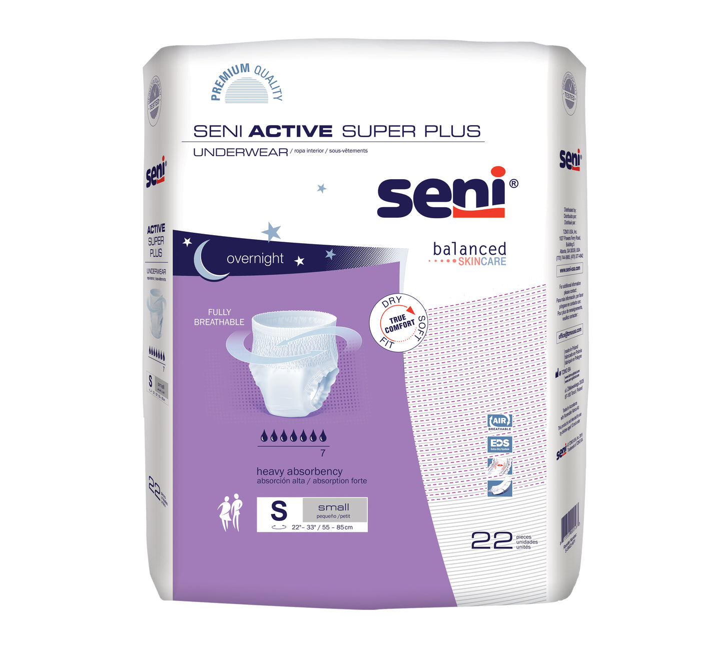 Seni Active Super Plus Pull-On Underwear, Small, 22 Count - 22" -33" (Package of 22)