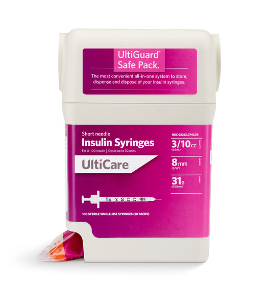 UltiCare Insulin Syringe 31G x 5/16", 3/10 mL (100 count) (Box of 100)