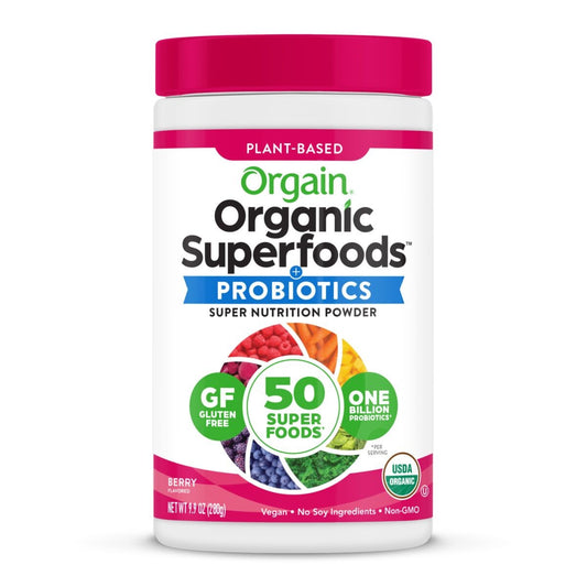Orgain Organic Superfoods All-In-One Super Nutrition Powder, Berry Flavor, 0.62 lb Canister (Case of 12)