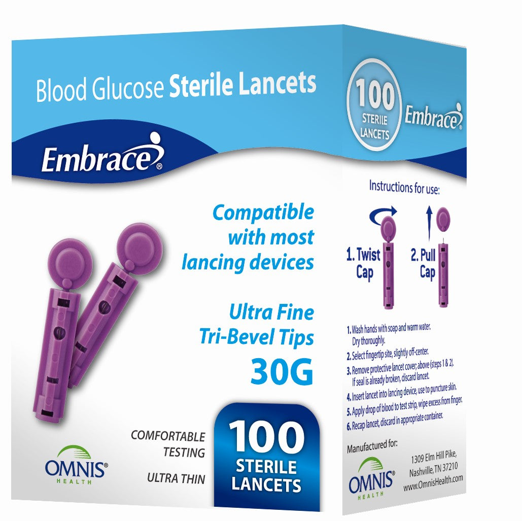Embrace Ultra Fine Lancets 30G (Box of 100)