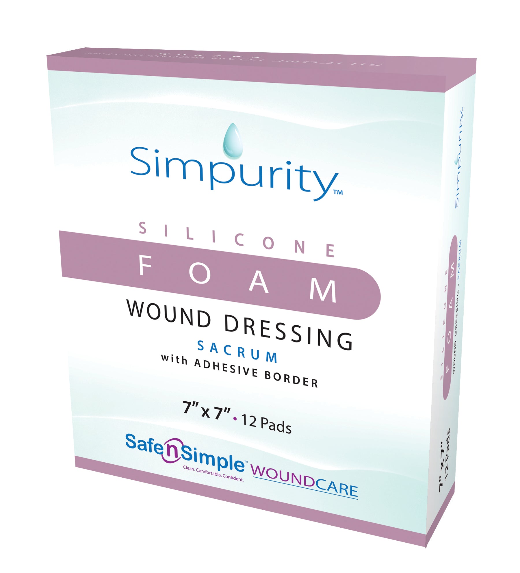 Simpurity Sacrum Foam with Silicone Adhesive Border, 7" x 7"