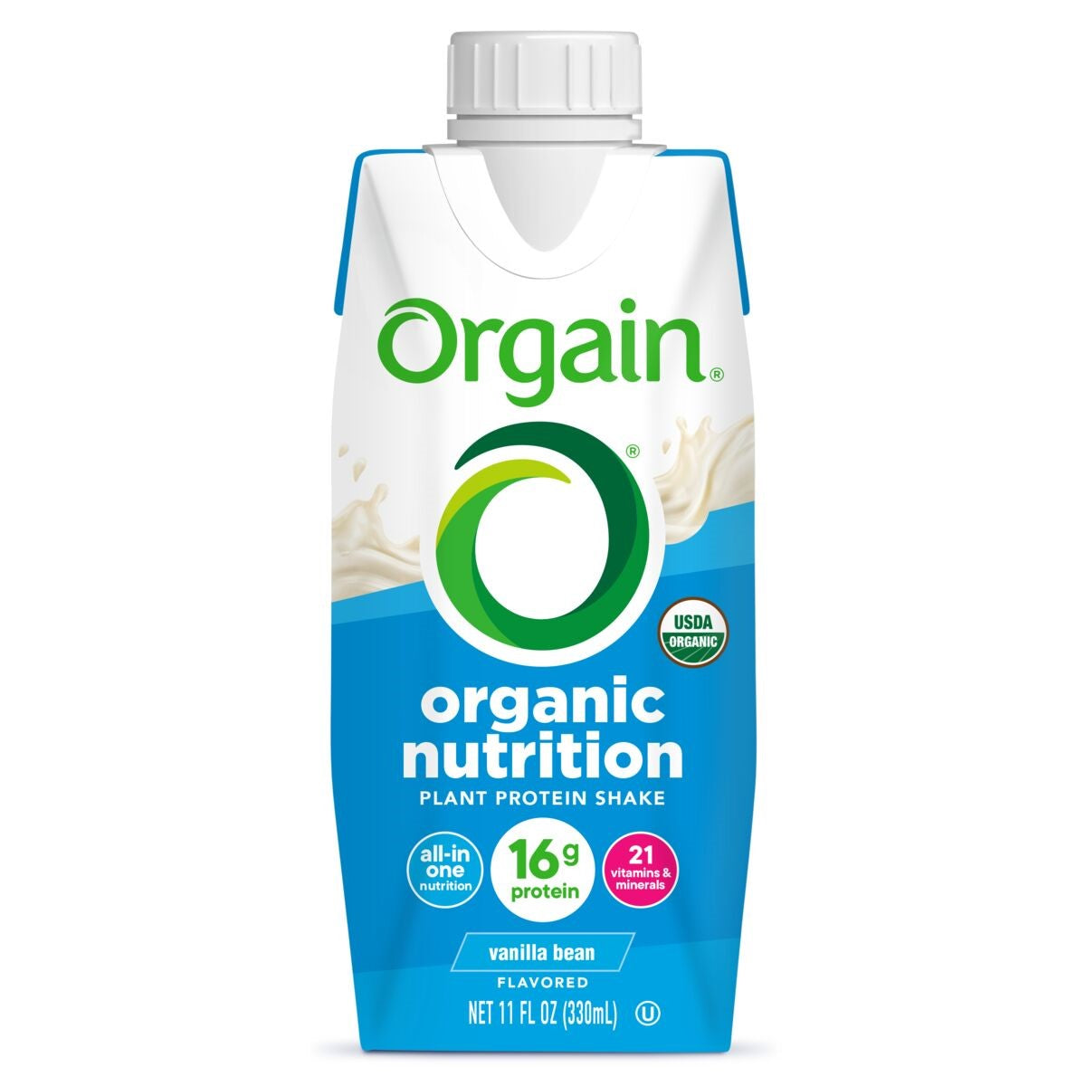 Orgain Organic Nutrition Vegan All-In-One Protein Shake, Sweet Vanilla Bean, 11 fl oz