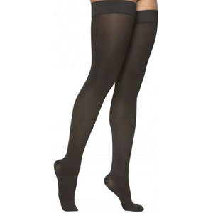 232N Essential Cotton Thigh, 20-30mmHg, Women's, Medium, Long, Black