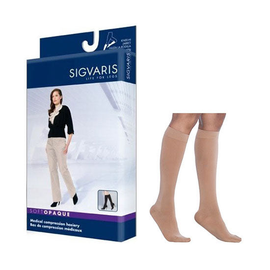 841C Style Soft Opaque Calf, 15-20mmHg, Women's, Medium, Long, Nude