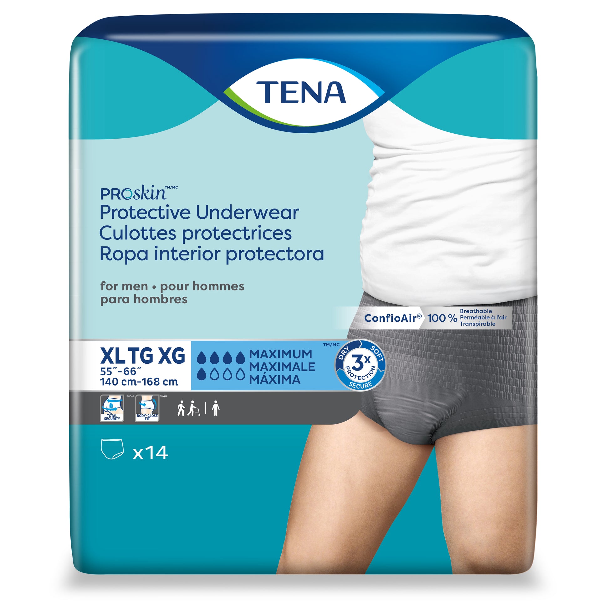 TENA ProSkin Protective Underwear for Men XL, 55" - 66". (Case of 56)