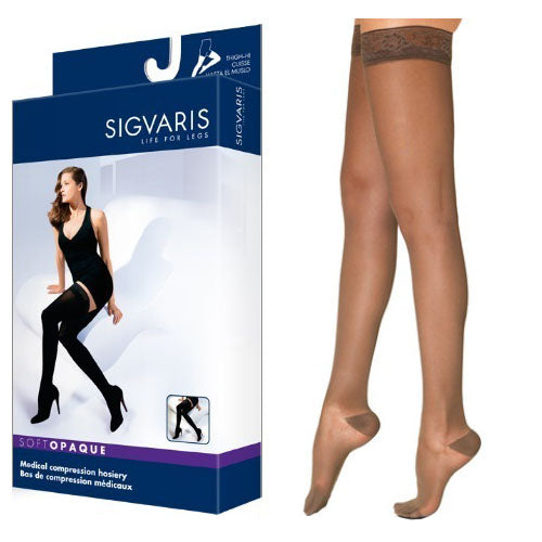 842N Style Soft Opaque Thigh, 20-30mmHg, Women's, Small, Short, Nude (Package of 2)