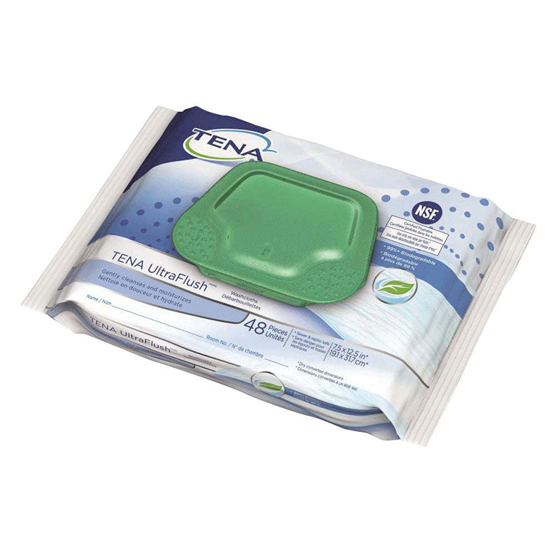 Tena Ultra Flush Washcloth, 7.5" x 12.5" (Case of 576)