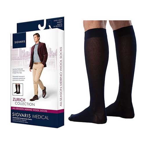 242C Style Merino Wool Calf, 20-30mmHg, Men's, Medium, Long, Navy