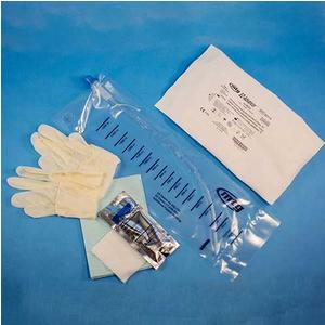 EZ-Advancer Closed System Intermittent Catheter, Standard-Size Kit, 14 Fr, 16" Length, 1500 mL Collection Bag, Gloves, Underpad, Gauze, BZK Swabsticks, Soft PVC (Box of 100)