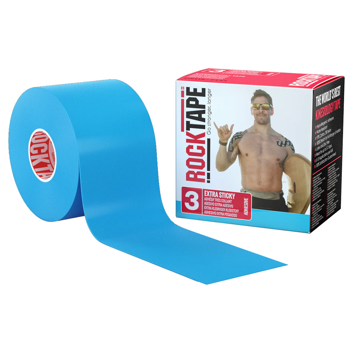 RockTape H2O Kinesiology Tape, 2" x 16.4' Roll, Medical, Blue