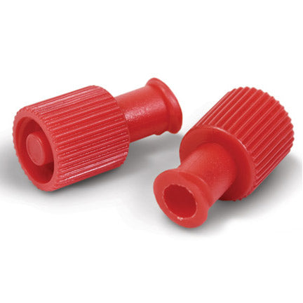 Red Syringe Locking Caps, Dual-Function (Box of 100)