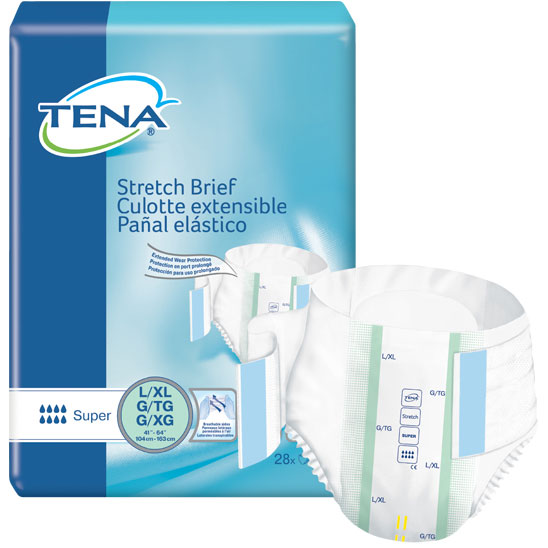 TENA Stretch Super Brief Large/X-Large 41" - 64" (Case of 56)