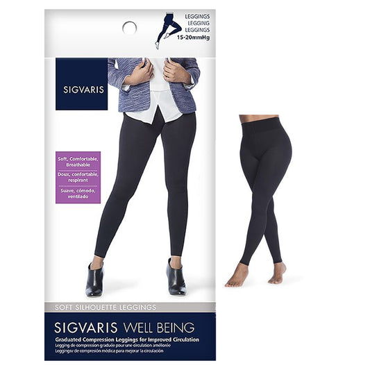 170L Soft Silhouette Leggings, 15-20mmHg, Women's, Size B, Black