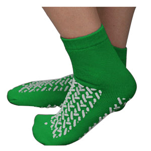 Double Tread Patient Safety Footwear with Terrycloth Exterior, 2X-Large, Green (Case of 96)
