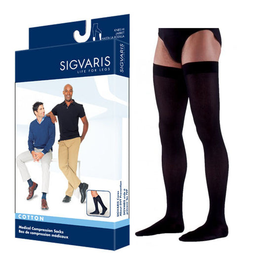 233N Essential Cotton Thigh, 30-40mmHg, Women's, Medium, Long, Black