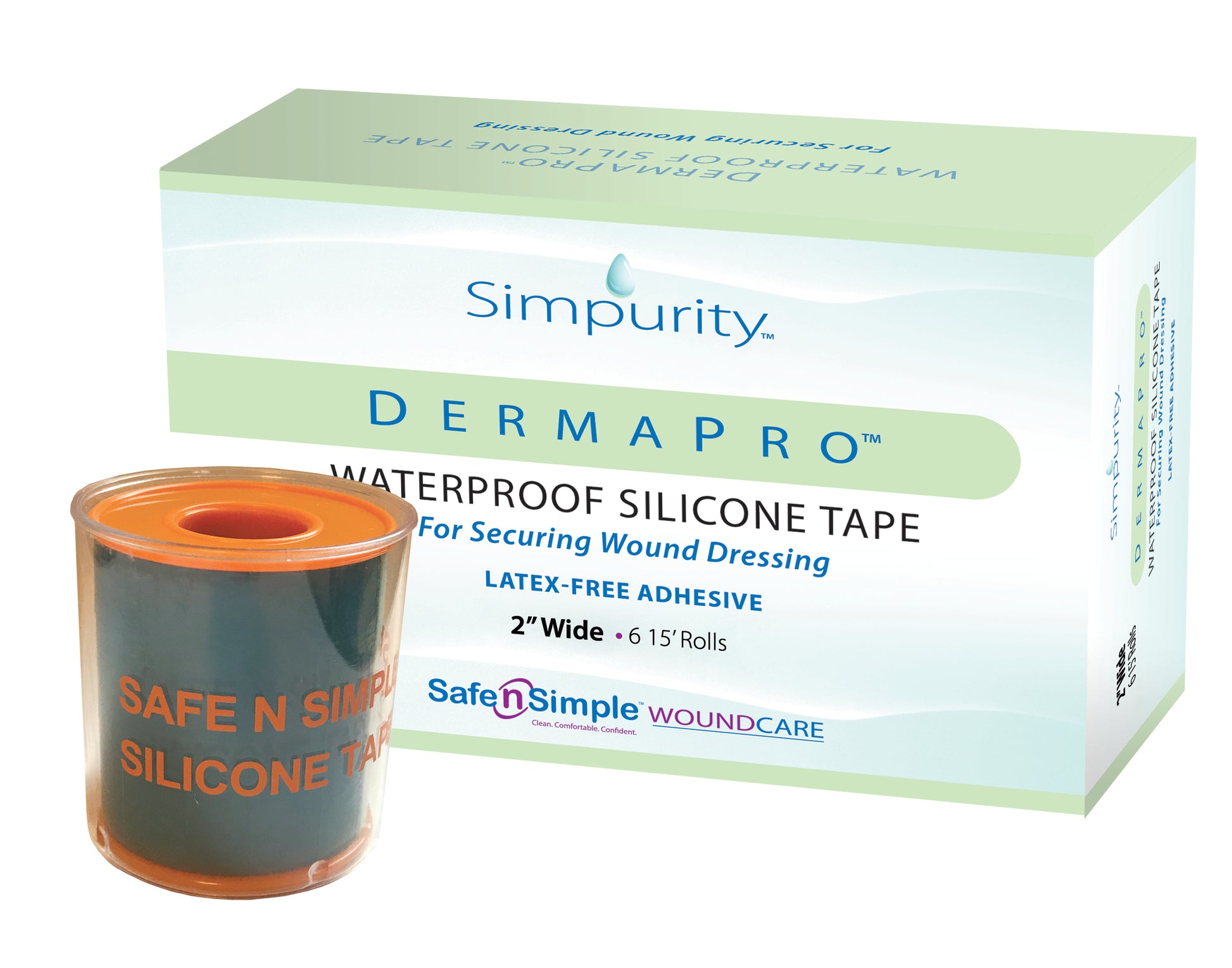 Simpurity DermaPro Waterproof Silicone Tape, 2" x 5yd (Box of 6)