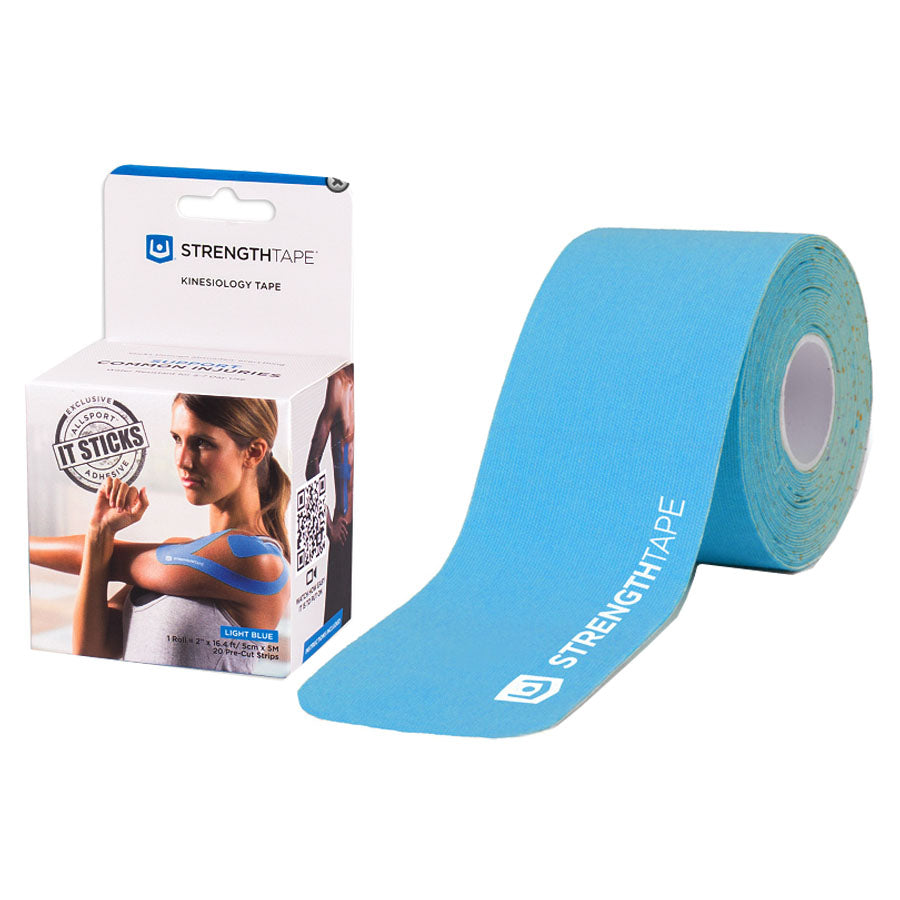 StrengthTape Kinesiology Tape 5M Precut Roll, Light Blue, 16'4" L x 2" W