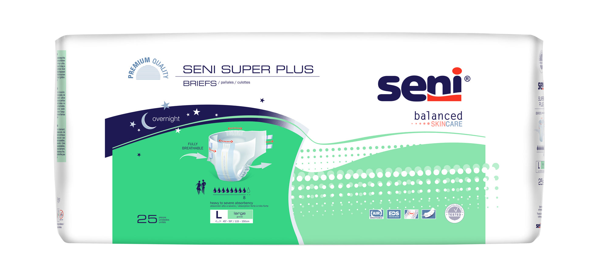 Seni Super Plus Briefs, Large, 25 Count - 45" - 59" (Case of 75)