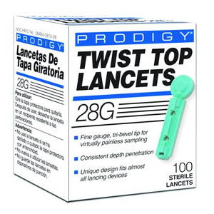 Prodigy Twist Top Lancet 28G (100 count) (Box of 100)