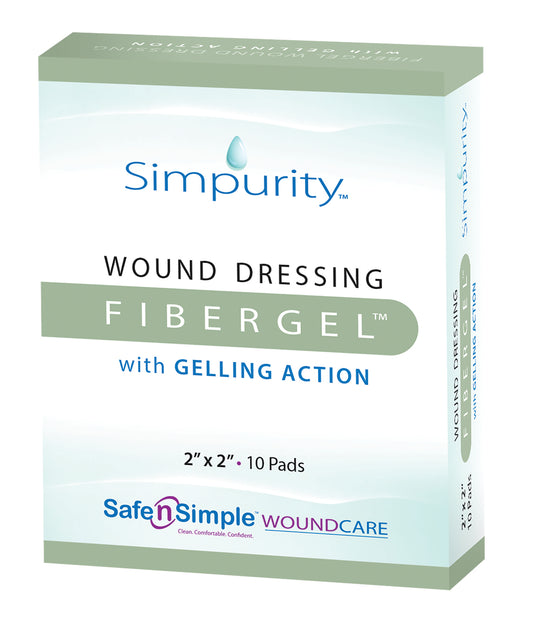 Simpurity Fibergel Pad Wound Dressing, 2" x 2" (Box of 10)