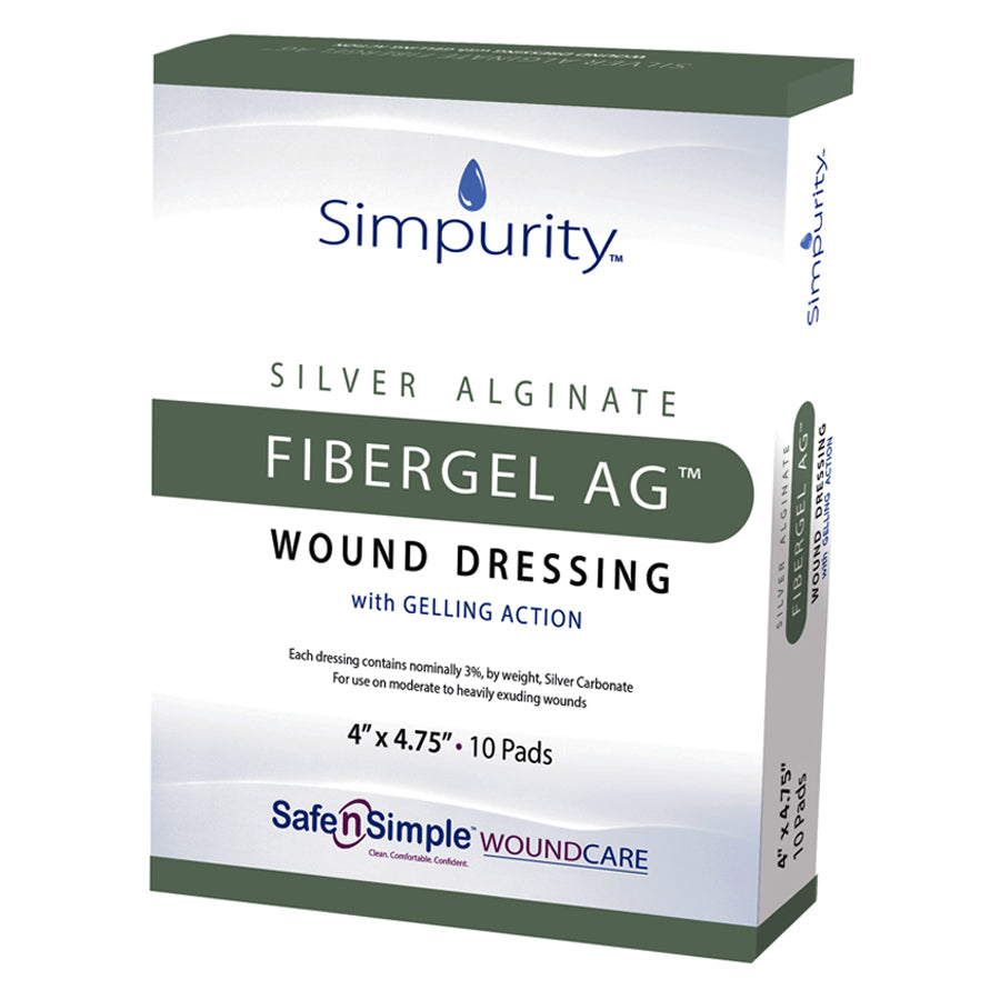 Simpurity Fibergel AG Wound Dressing, 4" x 4.75"