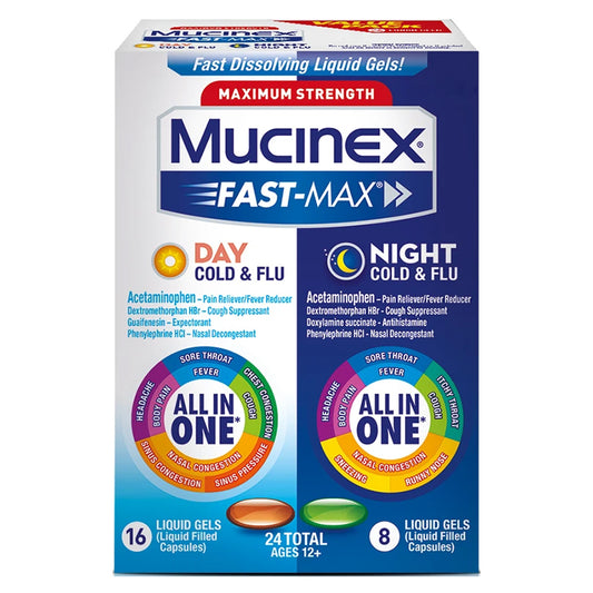 Mucinex Fast-Max  Liquid Gels Day Night Cold and Flu 24 ct