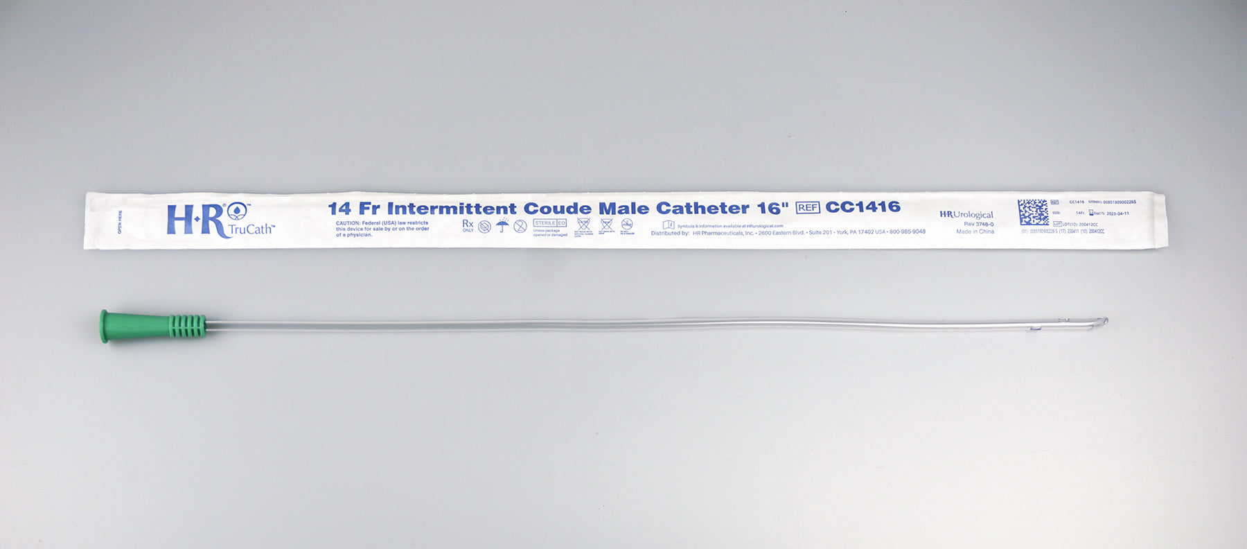 TruCath Intermittent Coude Catheter, 14FR, 16"
