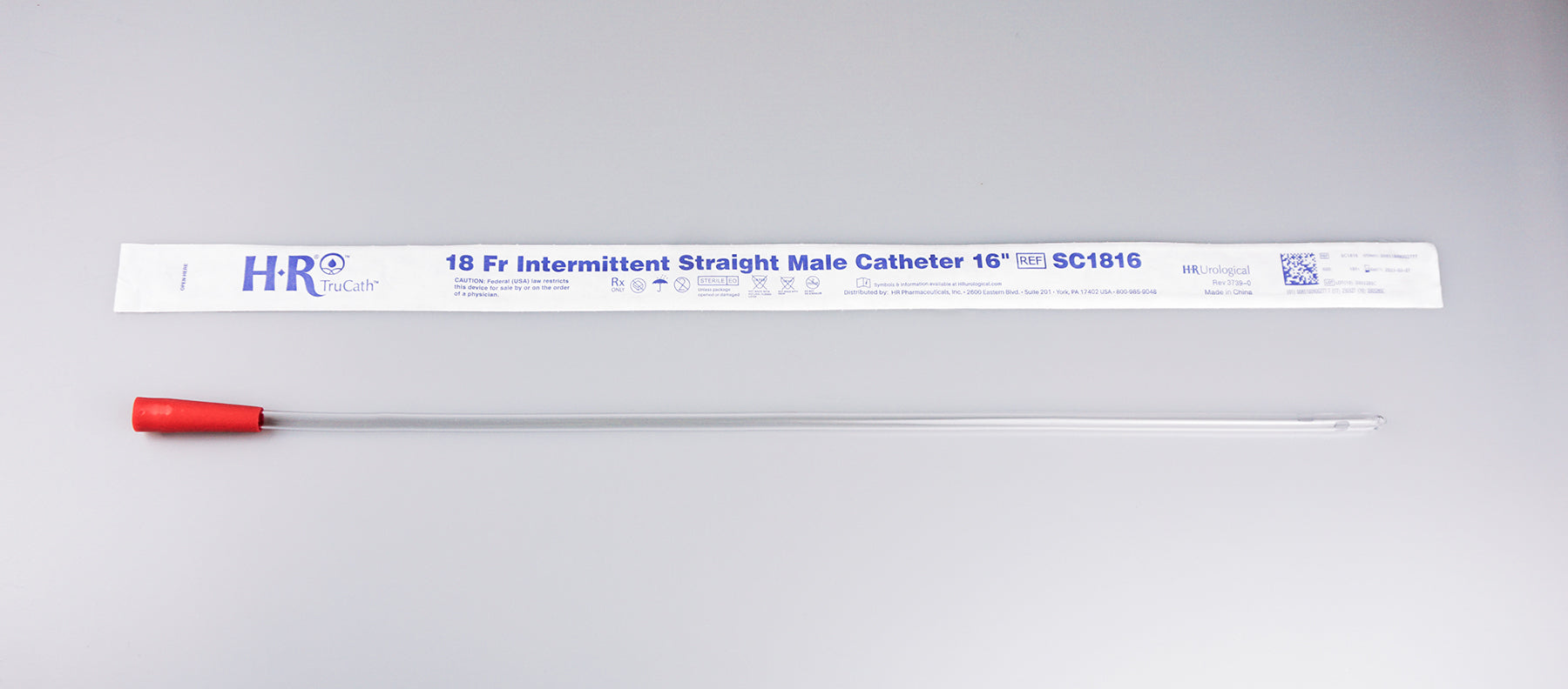 TruCath Intermittent Straight Catheter, Male, 18FR, 16" (Box of 30)