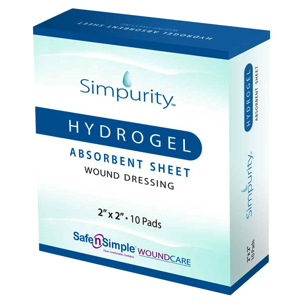 Simpurity Hydrogel Dressing with Adhesive Border, 2" x 2" (Box of 12)