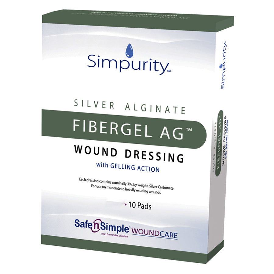 Simpurity Fibergel AG Wound Dressing, 2" x 2" (Box of 10)