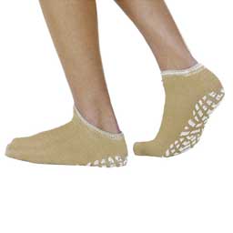 Single Tread Patient Safety Footwear with Terrycloth Interior, Large, Tan (Package of 2)