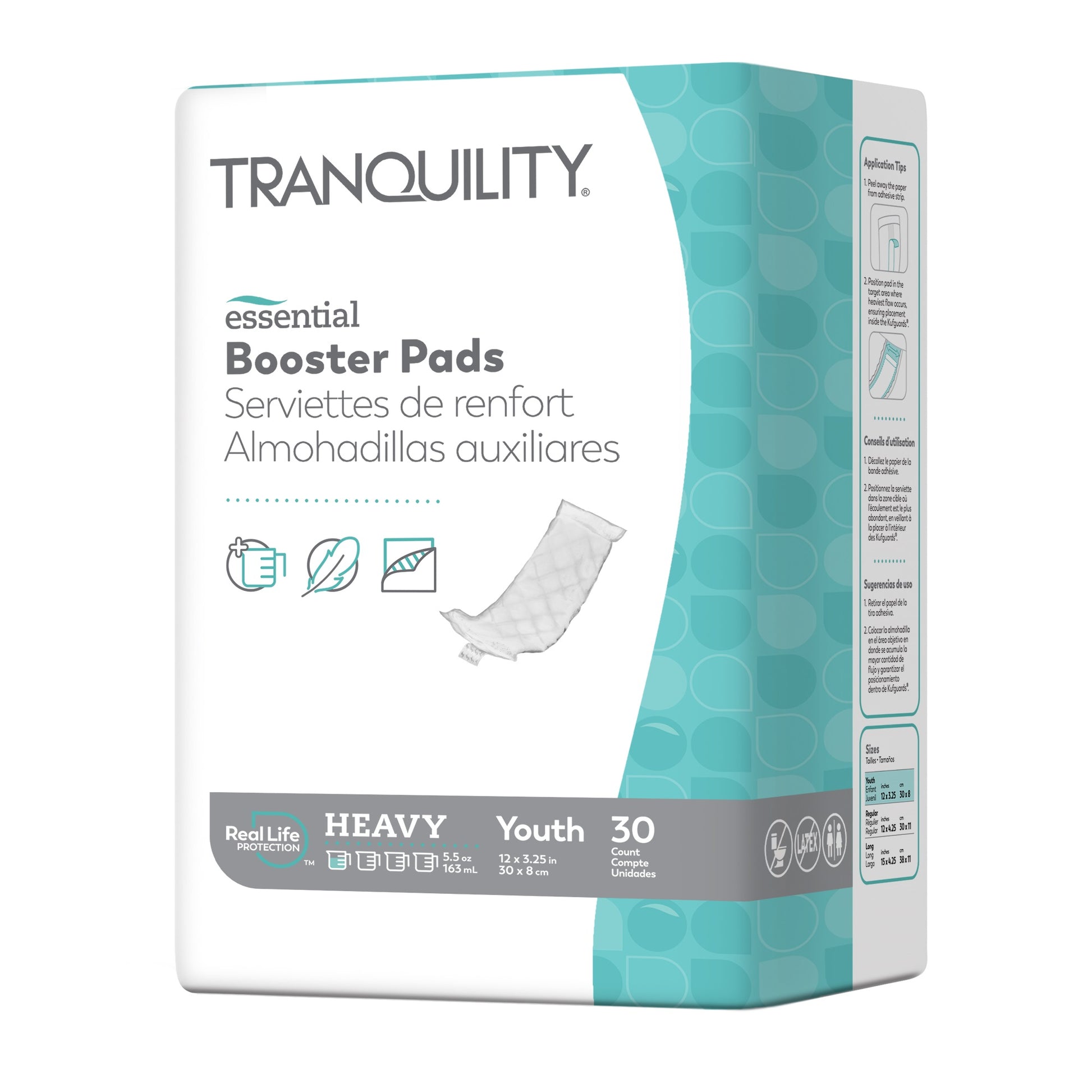 Tranquility Essential Booster Pads - Heavy, Youth, 12" x 3.25" (Package of 30)