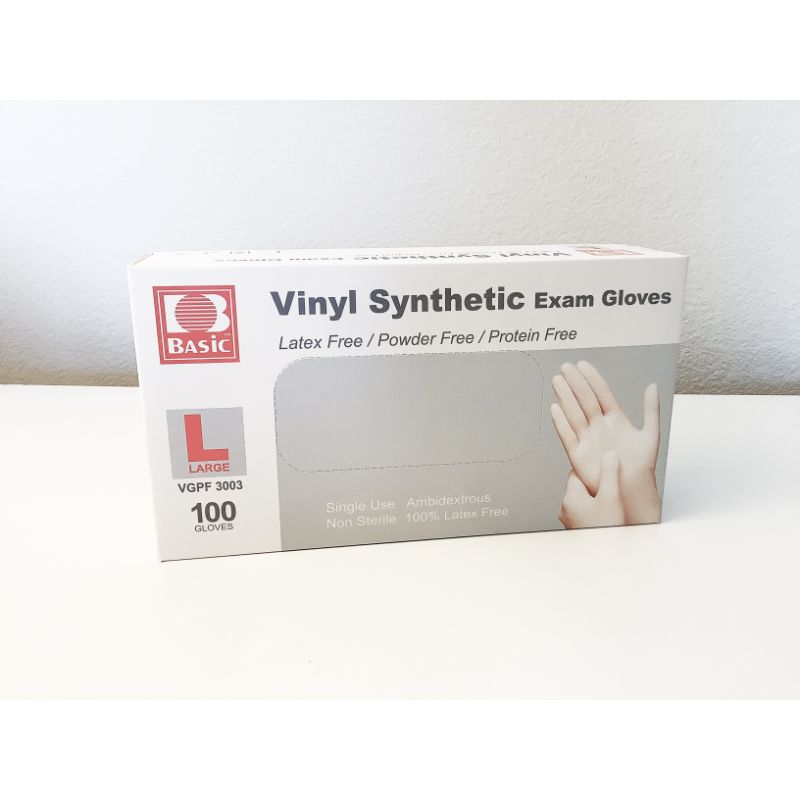 Intco Vinyl Powder-Free Exam Gloves, Large (Box of 100)