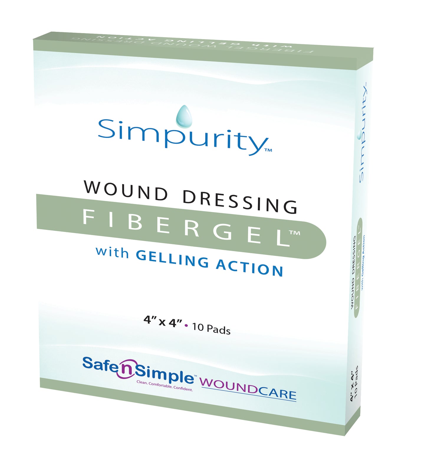 Simpurity Fibergel Pad Wound Dressing, 4" x 4" (Box of 10)