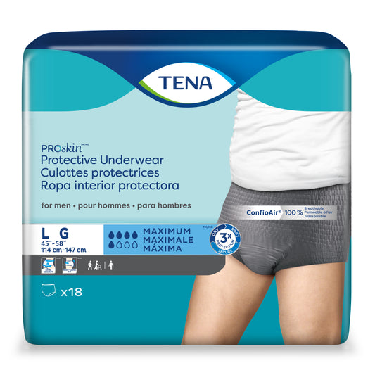 TENA ProSkin Protective Underwear for Men L, 45" - 58". (Package of 18)