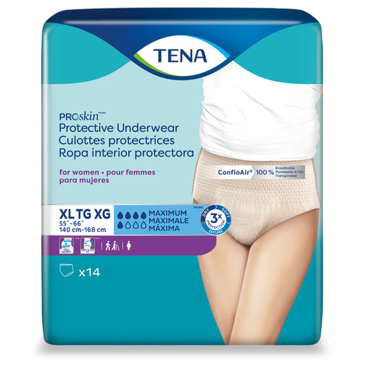 TENA ProSkin Protective Underwear for Women XL, 55" - 66". (Package of 14)