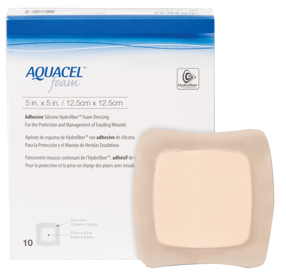 Aquacel Gelling Adhesive Foam Dressing 5" x 5" (Box of 10)